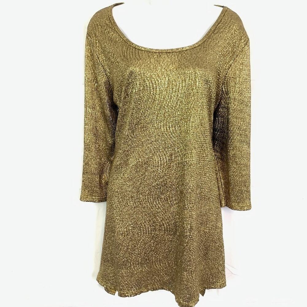 ANTTHONY Gold Tunic Stretch Knit Top Blouse Shirt USA Made sz 1X